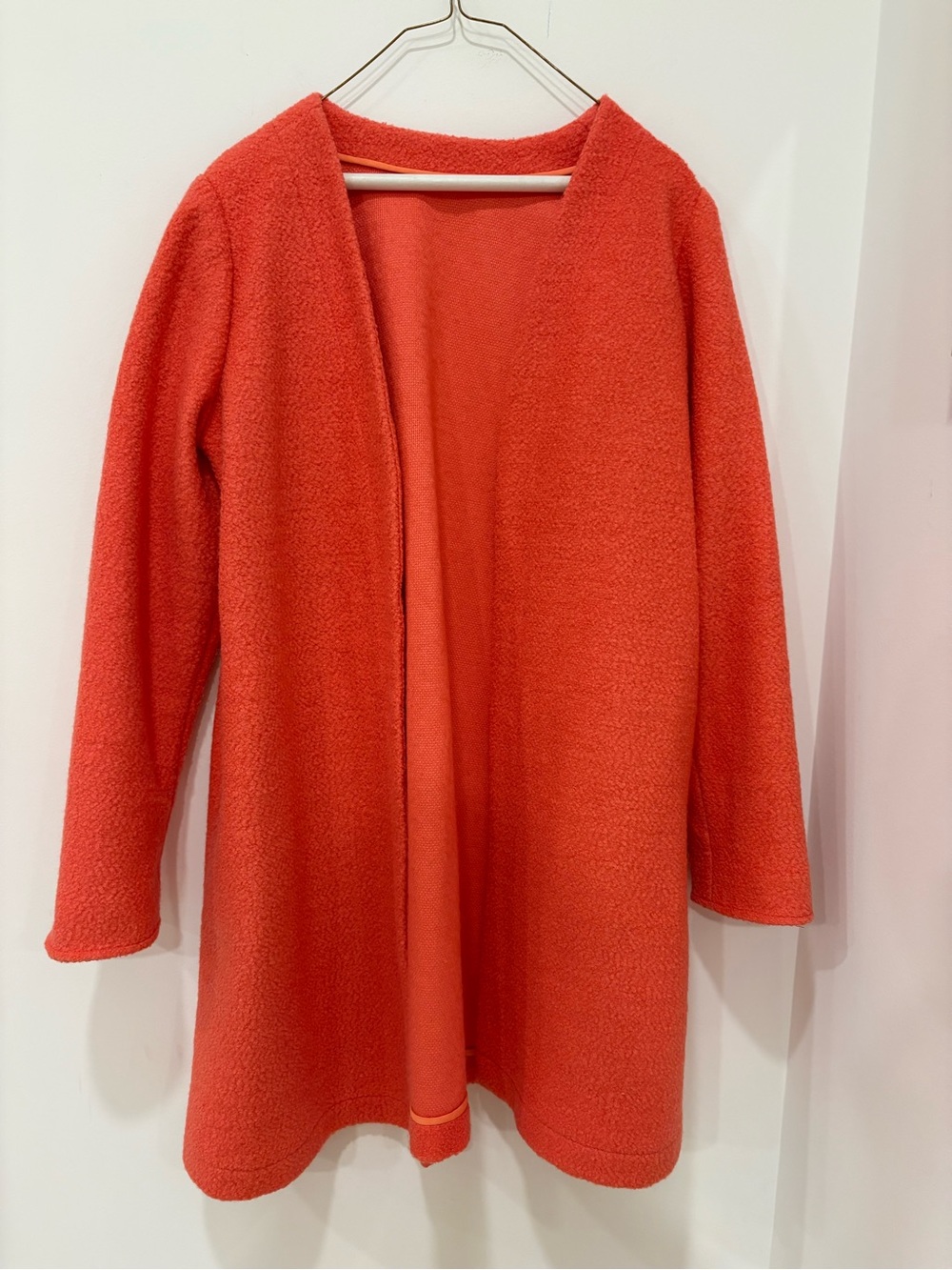 Open-Front Coral Women's Sweater Coat
